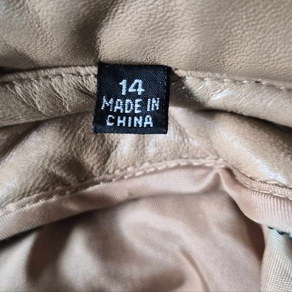 Tiboa Leathers Vintage Camel Genuine Leather Jacket - Size 14 - Picture 5 of 11